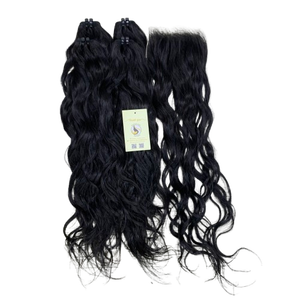 Extensiones de Cabello Humano Vietnamita de Alta Calidad, Color Negro Natural, Ondulado, Doble Trama, Genius Weft - Product Image 1