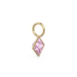 Colgante de Turmalina de 5mm en Oro Amarillo Sólido de 14k con Engaste para Joyería / Piedra de Nacimiento de Octubre / Gema Rosa con Corte Princesa - Product Image 4