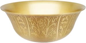 Cuenco de latón grande de marca privada para servir curry, arroz, ensalada y aperitivos en la cocina o comedor familiar. - Product Image 5