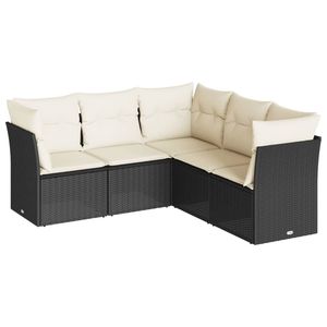 Grand ensemble de canapés de jardin en rotin PE noir avec housses amovibles - Product Image 2