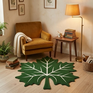 Alfombra con Forma de Hoja, Alfombra Verde para Piso, Alfombra Decorativa Moderna para Sala de Estar, Dormitorio, Cuarto de Niños - Product Image 1