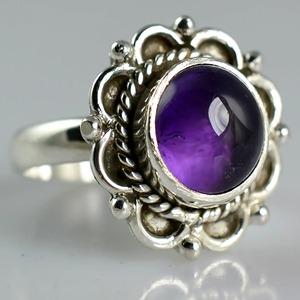 Amethyst 925 Sterling Silver <b>Boho</b> Statement Promise <b>ring</b> for Women, Natural Round Gemstone <b>Boho</b> Jewelry <b>Ring</b> Size 4-13 Christmas - Product Image 5