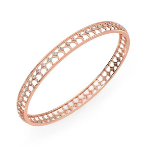 Brazalete Ondulado en Oro Rosa con Detalles de Diamantes Cultivados en Laboratorio - Product Image 3