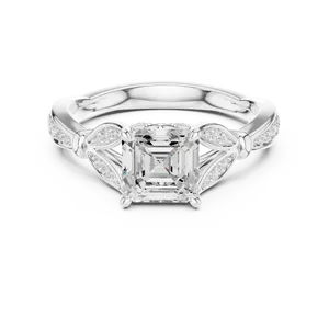 แหวนเพชรทรง Asscher 1.5 กะรัต ได้รับการรับรองจาก IGI เพชรเพาะเลี้ยงสำหรับงานหมั้น ทองคำแท้ 10K 14K 18K สี E ประดับเพชรข้างอย่างสวยงาม - Product Image 3
