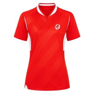 Maillot de rugby rouge sublimé imprimé pour femme, haut de sport à manches courtes, tenue d'équipe, uniforme athlétique, chemise d'entraînement, compétition en plein air - Product Image 1