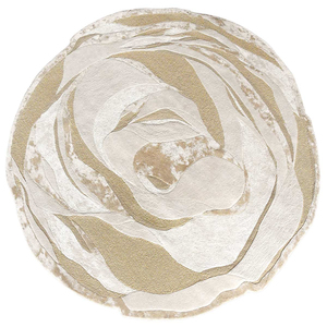 Tapis beige crème abstrait, design organique moderne, tissé à la main en laine et soie, tapis de luxe - Product Image 1