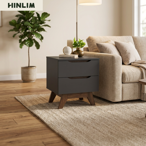 Mesa de Noche Moderna de 2 Cajones, Mesa Auxiliar de Estilo Mid-Century, Mueble de Almacenamiento para Dormitorio, Uso Doméstico, Mesa Decorativa - Product Image 6