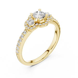 Anillo de Diamante Cultivado en Laboratorio con Corte Redondo, Oro de 14K/18K, Tres Piedras con Halo Pavé, 0.95Ct DEF VVS, Elegante Regalo de Aniversario, ODM - Product Image 5