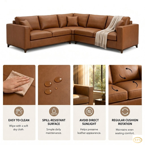 Ensemble de canapés en cuir véritable de qualité supérieure, design moderne, construction durable pour salon, chambre à coucher, bureau, villa, école - Product Image 4