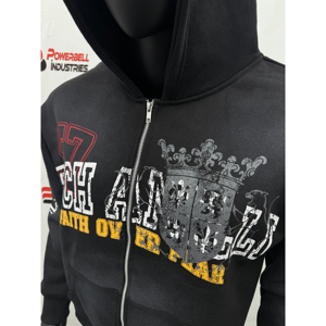 Sweat à capuche surdimensionné à manches longues effet délavé et vieilli avec strass pour homme, fabriqué sur mesure - Product Image 5