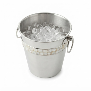 Seau à glace de luxe en acier inoxydable avec mosaïque de nacre et coquille d'ormeau, refroidisseur à vin et seau à champagne pour hôtels, bars et événements - Product Image 2