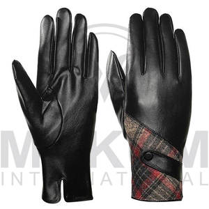 Gants d'hiver pour hommes en cuir noir et peau de mouton, compatibles avec les écrans tactiles - Product Image 6