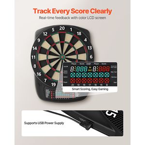 Tavolo da Freccette Elettronico da 13,5 Pollici con 43 Giochi e Oltre 200 Variazioni, 6 Alette e Astine per Freccette, Set per Fino a 8 Giocatori - Product Image 4