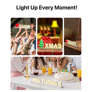 Juego de Letras Magnéticas LED Personalizadas con Iluminación, de 4 a 10 Letras, con Kit de Atenuación Táctil, Tablero de Luz Regulable - Product Image 4