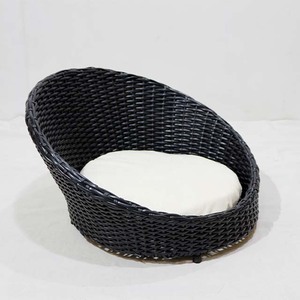 Black Modern Round Wicker Pet Furniture <b>Nest</b> Sofa <b>Bed</b> with Cushion for Dogs & Cats Living Room & Bedroom - Product Image 4