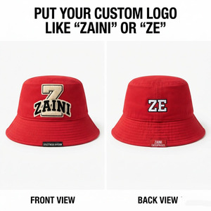 Chapeau Bob en Sergé de Coton Premium 240 GSM avec Panneaux Rouges, Logo Personnalisé Brodé Appliqué, Style Décontracté Streetwear ZAINI ZI-114 Unisexe - Product Image 1