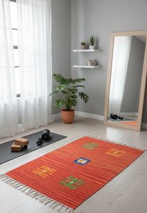 Tapis et ensembles de tapis modernes lavables, faits main, réversibles, pliables, en coton peluche à motifs floraux pour la maison, la chambre, le salon et les voyages - Product Image 3