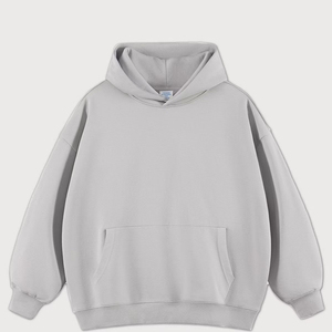 Sweat-shirt à capuche surdimensionné pour homme, couleur unie, coton French Terry, pull décontracté avec poche, vêtement d'automne - Product Image 1