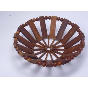 Solid Wooden Fruit <b>Basket</b> Organizer For Dining Table Countertop <b>Display</b> And Fresh Produce Storage In Kitchen - Product Image 5