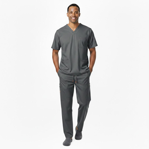 Hospital Nurse Uniform Scrub Sets Short Sleeve Custom Canvas Seamless <b>Fusing</b> Unisex Needle Detection Customizable Sizes Logo - Product Image 2