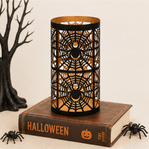 Wholesale Halloween Metal Spider Web Hurricane Candle Holder Matte Black & Gold Iron Votive <b>Lantern</b> For Party Table Centerpiece - Product Image 4