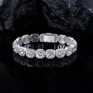 Custom Moissanite Silver Diamond Bracelet Round Brilliant Cut Lab Grown Diamonds Womens Bracelet Everyday Wear Style - Product Image 2