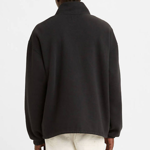 Custom Logo Men's Drop Shoulder <b>Fleece</b> Quarter Zip Collar <b>Jacket</b> - Product Image 2