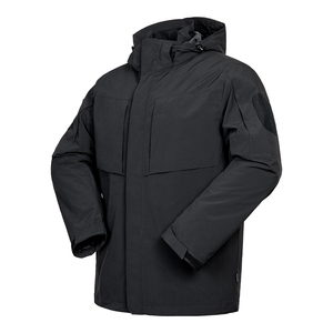 Men's Winter Waterproof Hooded <b>Jacket</b> Full Sleeve <b>Black</b> Polyester Outerwear - Product Image 4