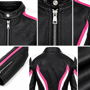 Blouson en cuir pour femme 2026 de haute qualité, personnalisé, style motard, col montant, fermeture éclair intégrale, dernière conception, respirant, vente en gros - Product Image 6