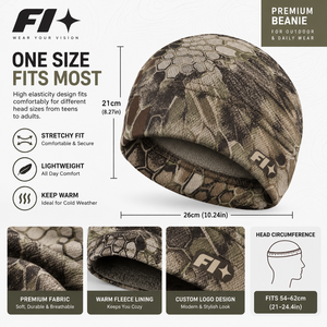 Camouflage Tactical <b>Beanie</b> Hats Winter <b>Fleece</b> Thermal Warm Camo Caps for Skiing Cycling 100% Polyester Unisex Adults Outdoor Hat - Product Image 3