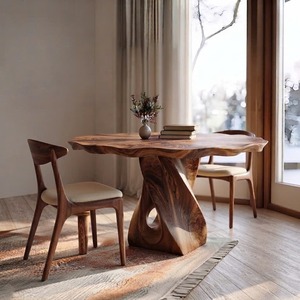 Dining <b>Table</b> Solid Wood Tabletop With Sculpture Dining Room Furniture 2026 Modern Luxury Dining Room Furniture Natural Wood - Product Image 1