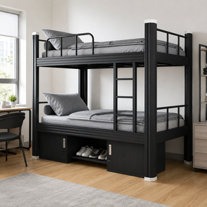 <span class=keywords><strong>Letto</strong></span> a Castello Moderno in Metallo Resistente con Scala Contenitore <span class=keywords><strong>Salvaspazio</strong></span> per Dormitorio Adulti - Product Image 1