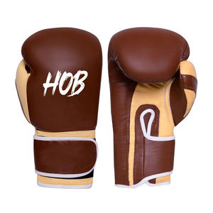 Gants d'entraînement marron imprimés pour la compétition MMA, gants de boxe en cuir PU confortables pour les combattants - Product Image 1