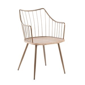 Sedia da Pranzo Winston Stile Fattoria in Metallo Rame Anticato e Legno Sbiancato - Product Image 1
