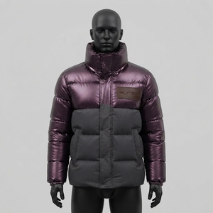 Chaqueta acolchada de dos tonos para hombre, metálica, cálida para invierno, con cuello alto, informal, con cremallera, OEM, ODM, venta al por mayor - Product Image 1
