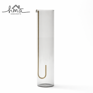 Modern Glass Tube Incense Holder with Brass Insert Enclosed Agarbatti Stand Ash Catcher Minimalist Burner for Home Decor - Product Image 1