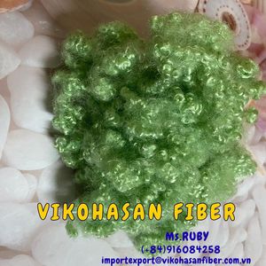 เส้นใยโพลีเอสเตอร์เวอร์จิ้นแบบกลวง 15D HCS สีเขียว 3 มิติ 2 มิติ จากซัพพลายเออร์เวียดนาม ใยสังเคราะห์รีไซเคิล GRS ทนความร้อน ทนไฟ - Product Image 3