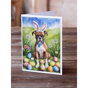 Whimsical A7 Size 5x7 Boxer <b>Easter</b> Egg Hunt Blank Note <b>Cards</b> <b>Pack</b> of 8 with Envelopes for Greetings - Product Image 2