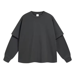 Sweat-shirt d'hiver pour homme, à double couche, manches longues, logo personnalisé brodé, coupe ample, unisexe, service OEM - Product Image 1