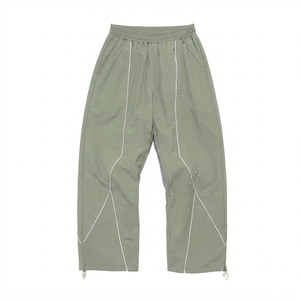 Ensemble de survêtement unisexe vert olive, fermeture éclair intégrale, col personnalisé, tricot léger en polyester, style sportif, poches latérales, vêtements de printemps - Product Image 3