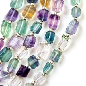 Cuentas facetadas de fluorita arcoíris Aaa, 5x7-6x8MM, cuentas de fluorita multicolor en forma de pepita, venta al por mayor de cuentas de piedras preciosas para la fabricación de joyas - Product Image 6