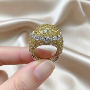 Ball Shapes Yellow Round Cut Moissanite Gemstone Unique <b>Dome</b> <b>Ring</b> 925 Silver Fine Special Days Gift Jewelry For Friends - Product Image 1