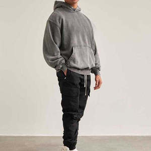 Sweat-shirt en molleton imprimé personnalisé pour homme, effet délavé vintage, gaufrage 3D, 100% coton, coupe oversize, streetwear, logo personnalisé sur le devant - Product Image 3