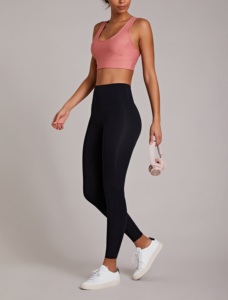 <b>Pink</b> Black Racerback Sports Bra Seamless Breathable Spandex Nylon Backless Design Yoga Wear - Product Image 4