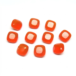 Carnelian naturel facetté de forme coussin, pierre précieuse en vrac pour la création de bijoux - Product Image 4