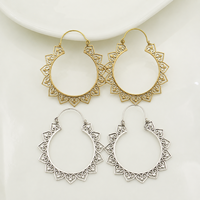 Boucles d'oreilles créoles bohèmes en laiton plaqué or pour femme, bijoux de fête, motif floral bicolore argent et or