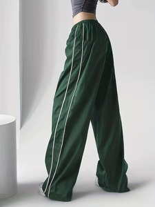 Casual Wide-Leg <b>Pants</b> with a Lazy Style And Side White Stripes Featuring an Elastic Waistband for a Loose And Fit - Product Image 2