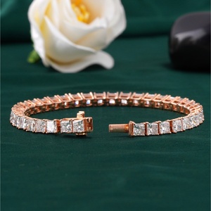 13.53 CT Lab Grown Princess Cut Diamond Tennis Bracelet 14K Rose Gold 4-Prong Fashionable Style - Product Image 4