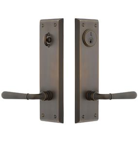 Manija de Puerta Doble de Acero Color Bronce para el Hogar, Personalizable con Barra de Privacidad y Cerradura - Product Image 1