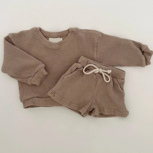 Conjunto de Dos Piezas de Algodón para Bebé Unisex, Camiseta y Pantalones Cortos de Color Sólido, Atuendo Informal de Verano, Cuello Redondo, Manga Corta, Ropa Transpirable - Product Image 3